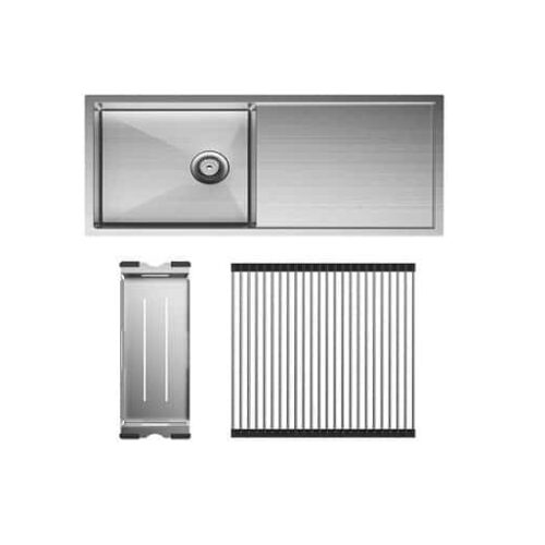 Fienza Hana 36L Single Kitchen Sink with Drainer Kit 68404-KIT