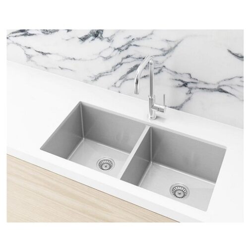 Meir Lavello Double Bowl Sink 860mm Brushed Nickel MKSP-D860440-NK