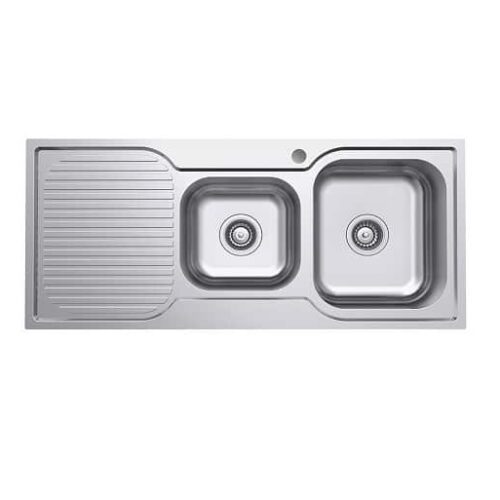 Fienza Tiva 1080 1.75 Kitchen Sink with Drainer Right Bowl 68106R