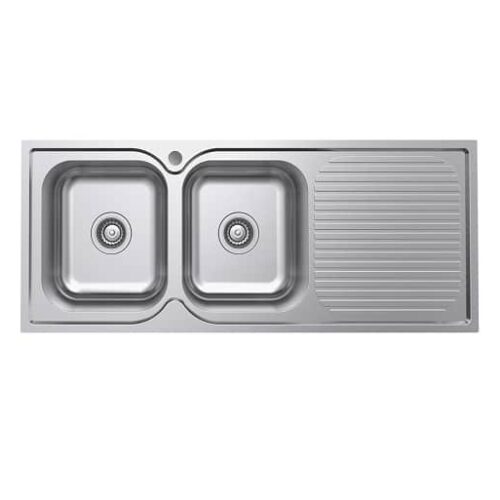 Fienza Tiva 1180 Double Kitchen Sink with Drainer Left Bowl 68107L