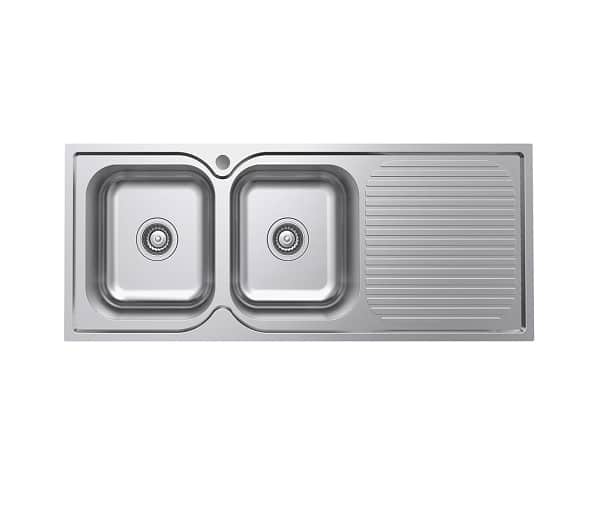 Fienza Tiva 1180 Double Kitchen Sink with Drainer Left Bowl 68107L