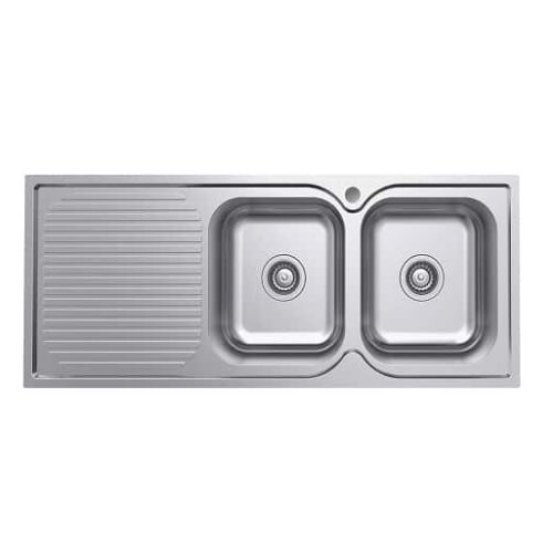 Fienza Tiva 1180 Double Kitchen Sink with Drainer Right Bowl 68107R
