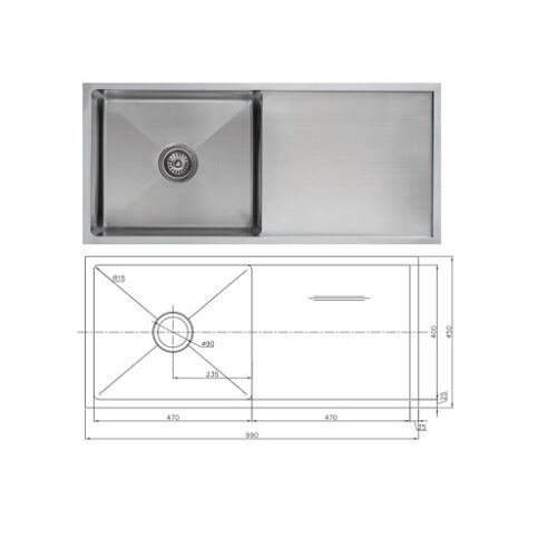 Uptown UTR3 Single Bowl Sink With Drainer