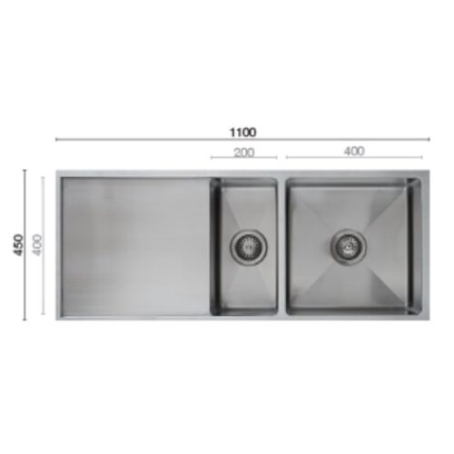 Uptown UTR4 1100 1 & 1/2 Bowl Sink With Drainer
