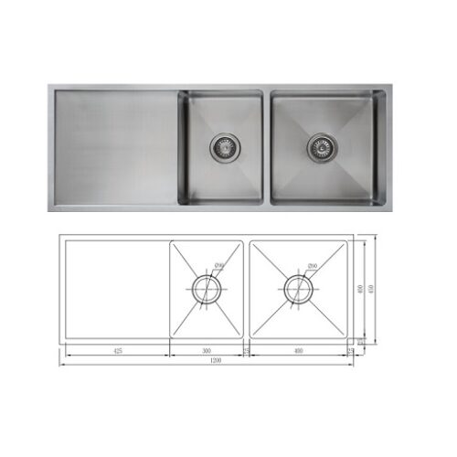 Uptown UTR5 1 & 3/4 Bowl Sink With Drainer