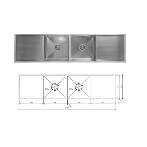 Uptown UTR8 Double Bowl Sink With Double Drainer