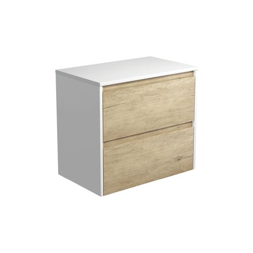 Fienza Amato Scandi Oak Wall Hung Cabinet With Satin White Panels