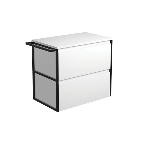 Fienza Amato Satin White Wall Hung Cabinet With Single Frames & Towel Rail