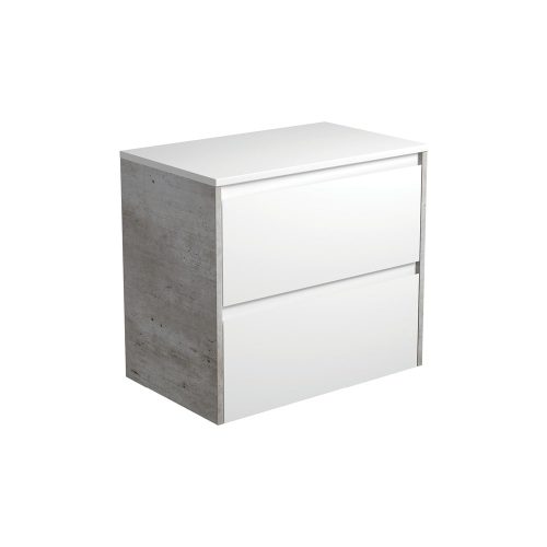 Fienza Amato Satin White Wall Hung Cabinet With Industrial Panels