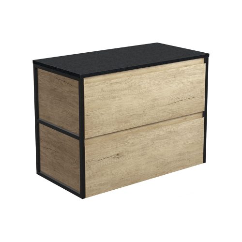 Fienza Amato Scandi Oak Wall Hung Cabinet With Matte Black Frames