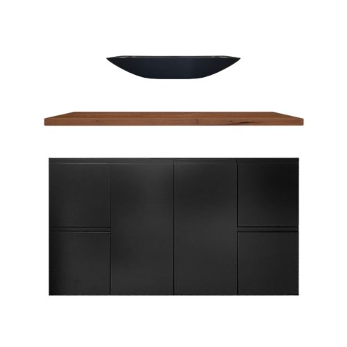 Fienza Fingerpull Satin Black Cabinet - Above Counter Basin Vanities