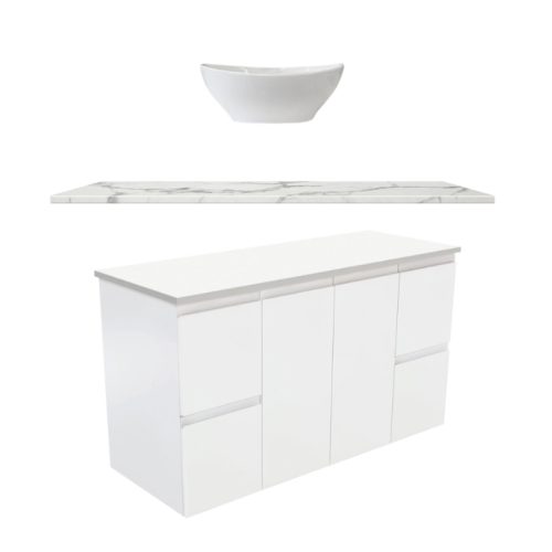 Fienza Fingerpull Satin White Cabinet - Above Counter Basin Vanities
