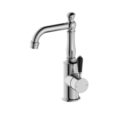 Nero York Basin Mixer With Black Porcelain Lever