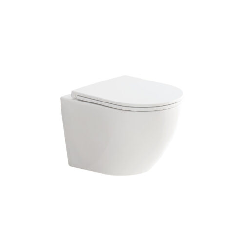 Fienza Koko Tornado Flush Wall Hung Toilet Suite Gloss White, Slim Seat With R&T In-Wall Cistern