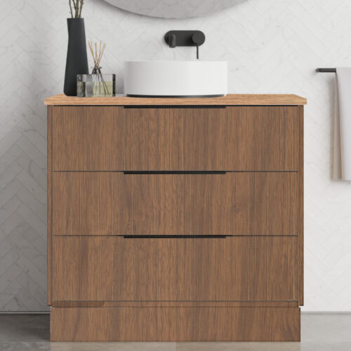 Marquis Lake Vanity On Kick With Timber Top