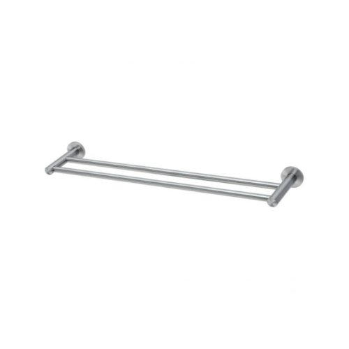Phoenix Radii SS 316 Double Towel Rail 600mm Round Plate