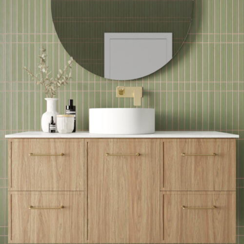 Marquis Hamilton On Kick Vanity With Above Counter Basin Timber Top
