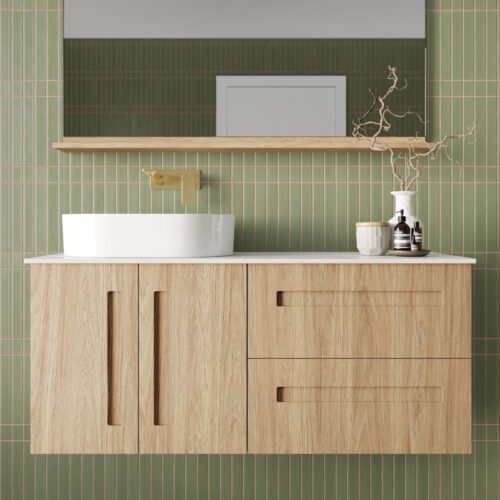 Marquis Gold Wall Hung Door & Drawer Vanity With Above Counter Basin Symphony Top