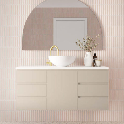 Marquis Riviera Wall Hung Door And Drawer Vanity With Above Counter Basin Timber Top