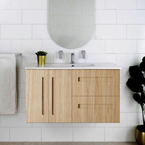 Marquis Gold Wall Hung Door & Drawer Vanity With Under Counter Basin Symphony Top