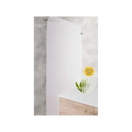 Glass Outlet Narrow Reeded Fixed Panel With R200mm Top Corner - Glass Only