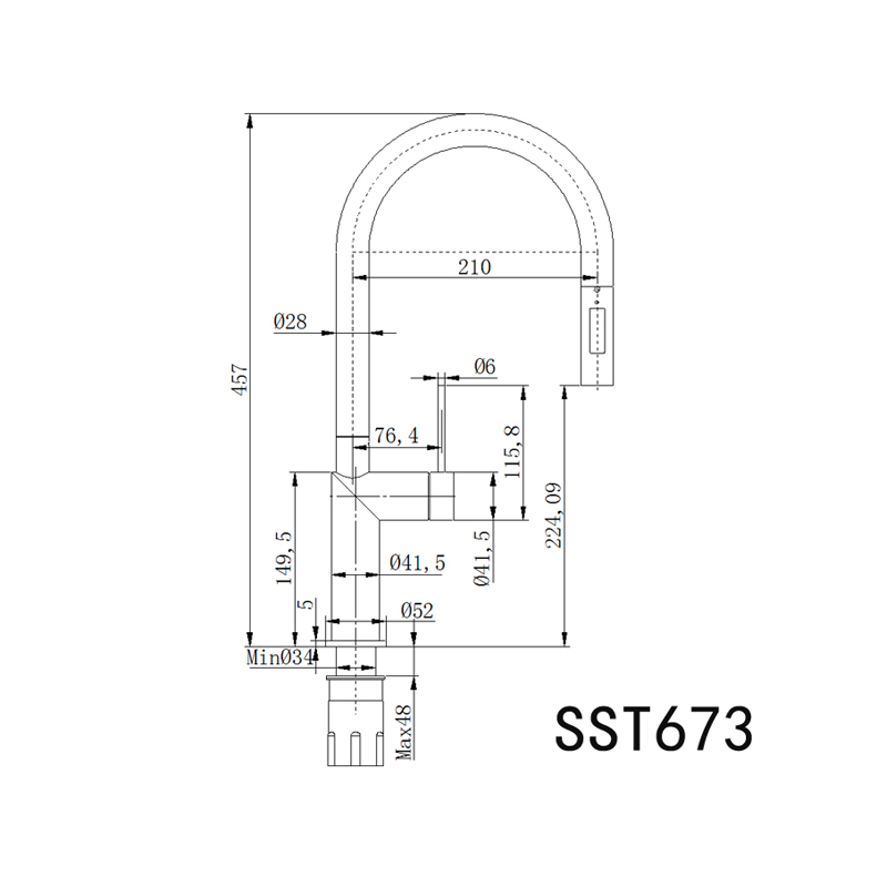 linkware-elle-316-pull-out-sink-mixer_specs