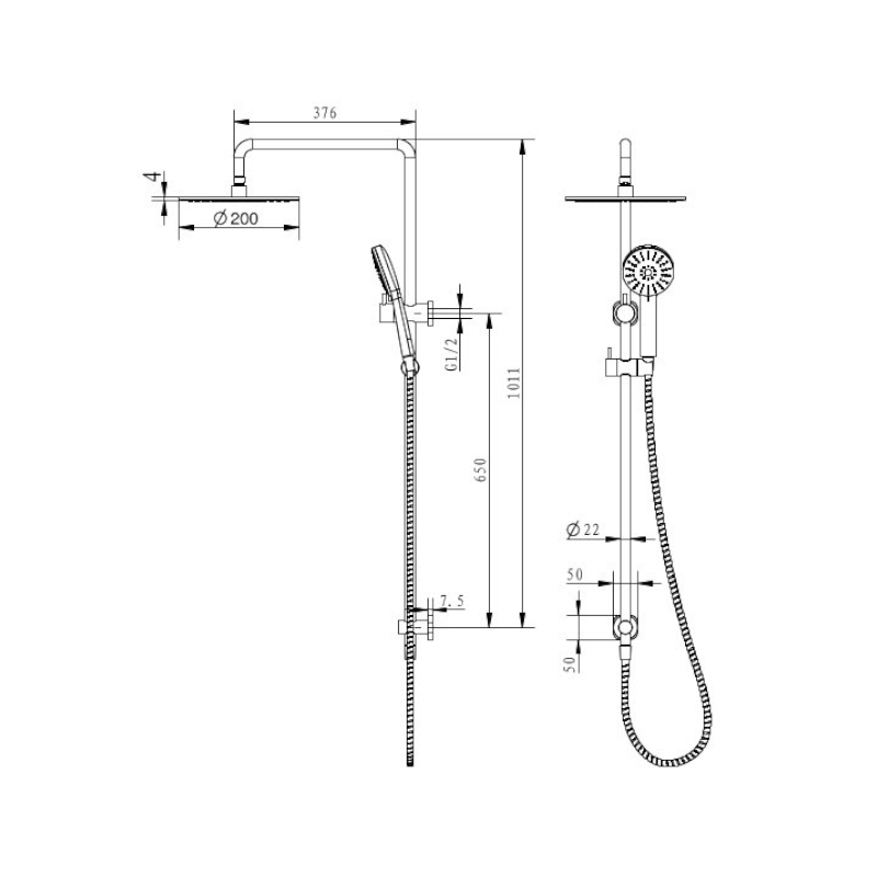 millennium-akemi-sq-200mm-combination-shower_specs
