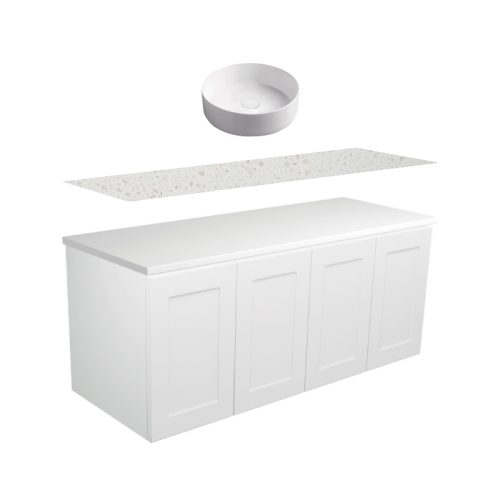 Fienza Mila Wall-Hung Vanity With Solid Surface Top & Above Counter Basin
