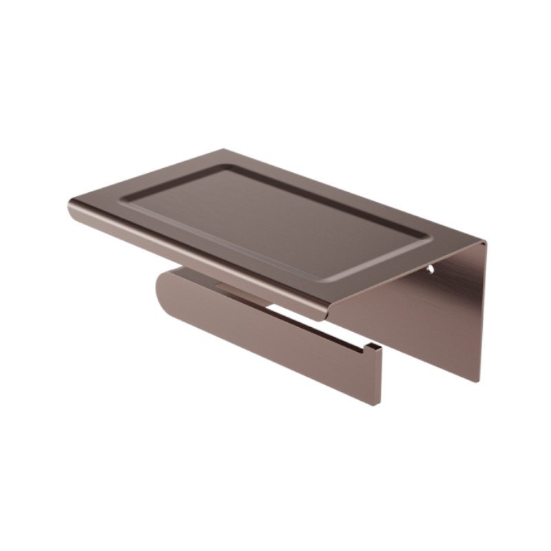 Nero Bianca Toilet Roll Holder With Phone Holder Brushed Bronze