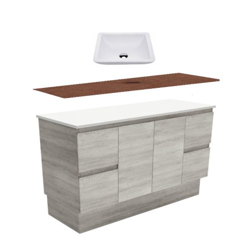 Fienza Edge Industrial Kickboard Vanity With Hardwood Top & Above Counter Basin