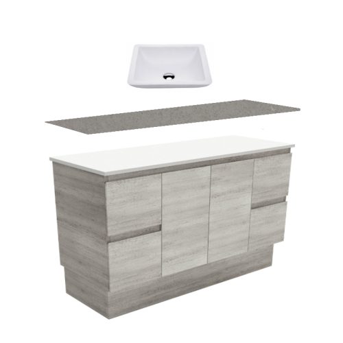 Fienza Edge Industrial Kickboard Vanity With Stone Top & Above Counter Basin