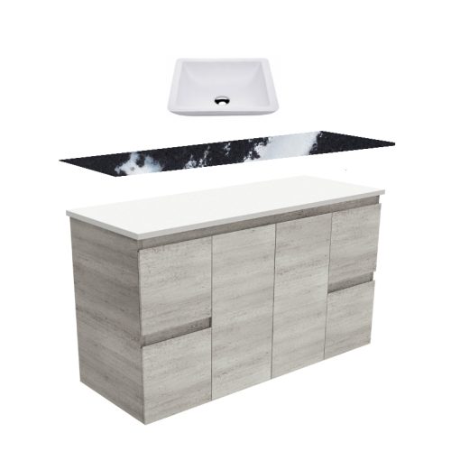 Fienza Edge Industrial Wall Hung Vanity With Stone Top & Above Counter Basin