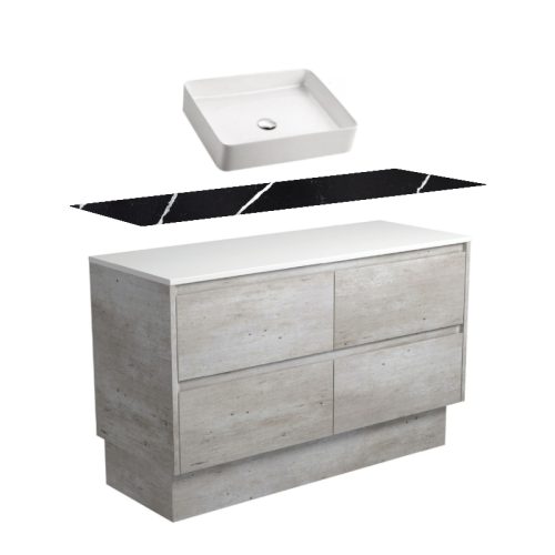 Fienza Amato Industrial Kickboard Vanity With Stone Top & Above Counter Basin