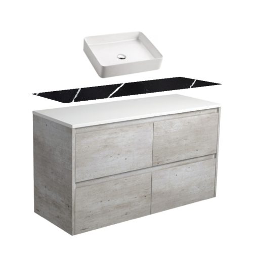 Fienza Amato Industrial Wall Hung Vanity With Stone Top & Above Counter Basin