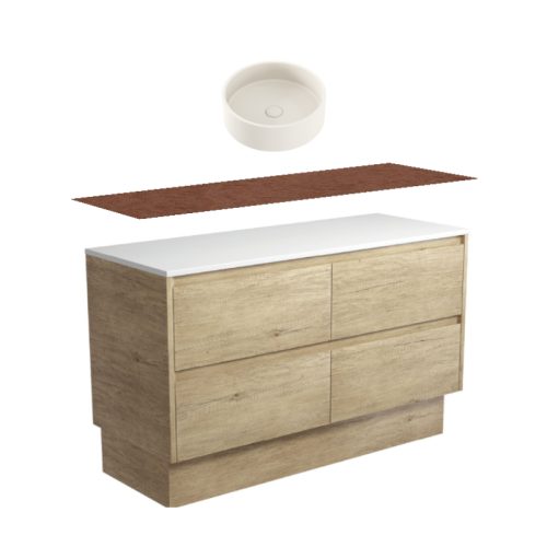 Fienza Amato Scandi Oak Kickboard Vanity With Hardwood Top & Above Counter Basin