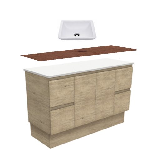 Fienza Edge Scandi Oak Kickboard Vanity With Hardwood Top & Above Counter Basin