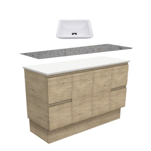 Fienza Edge Scandi Oak Kickboard Vanity With Solid Surface Top & Above Counter Basin