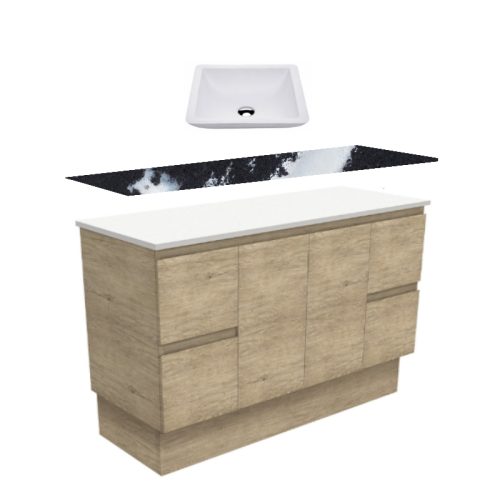 Fienza Edge Scandi Oak Kickboard Vanity With Stone Top & Above Counter Basin