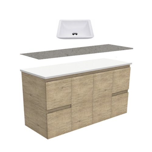 Fienza Edge Scandi Oak Wall Hung Vanity With Stone Top & Above Counter Basin