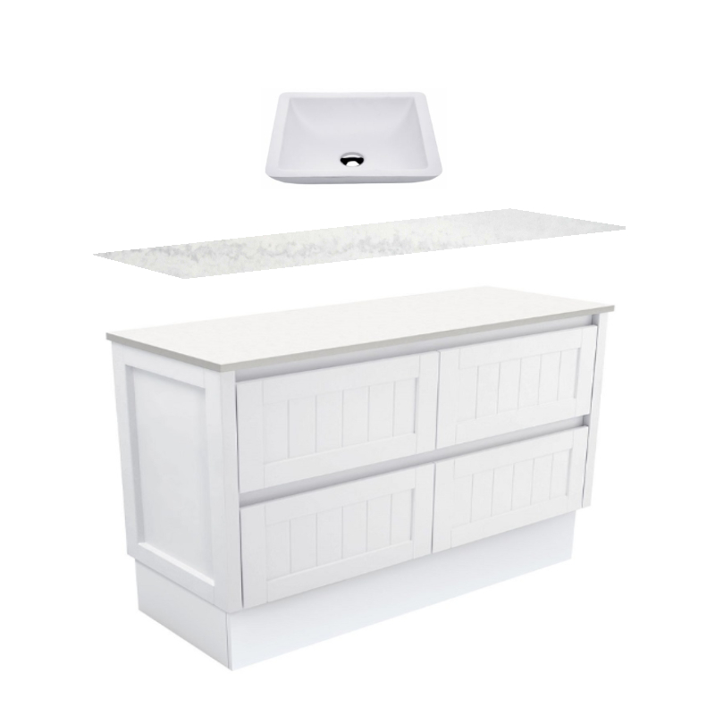 Fienza Hampton Modern Vintage Kickboard Vanity With Solid Top & Above Counter Basin