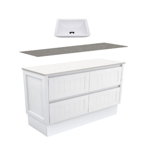 Fienza Hampton Modern Vintage Kickboard Vanity With Stone Top & Above Counter Basin