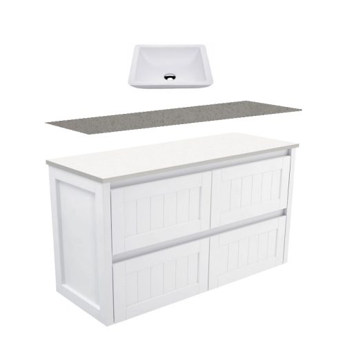 Fienza Hampton Modern Vintage Wall Hung Vanity With Stone Top & Above Counter Basin