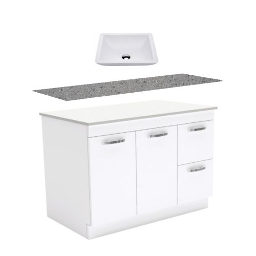 Fienza Unicab Gloss White Kickboard Vanity With Solid Surface Top & Above Counter Basin