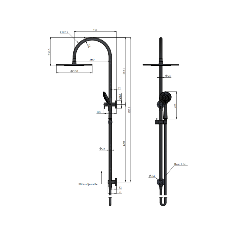 meir-round-gooseneck-shower-set-with-300mm-rose-three-function-hand-shower_specs
