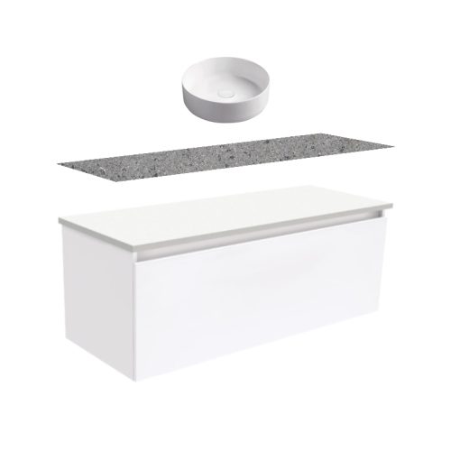 Fienza Manu Wall-Hung Vanity With Solid Surface Top & Above Counter Basin