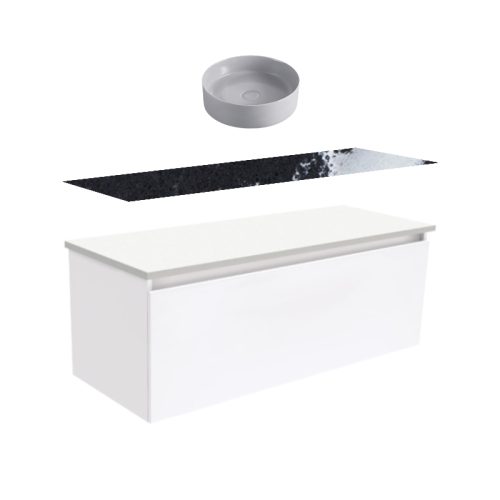 Fienza Manu Wall-Hung Vanity With Stone Top & Above Counter Basin