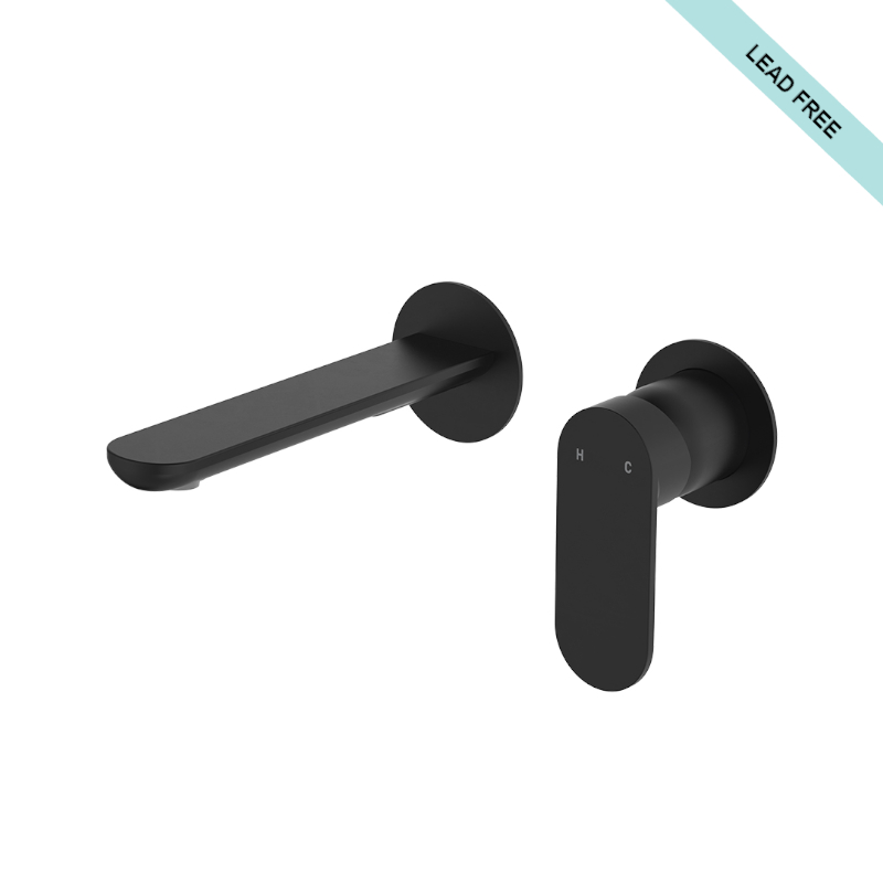 fienza-empire-slim-basin-bath-wall-mixer-set-round-plates-160mm-outlet_234104B-LF_MatteBlack