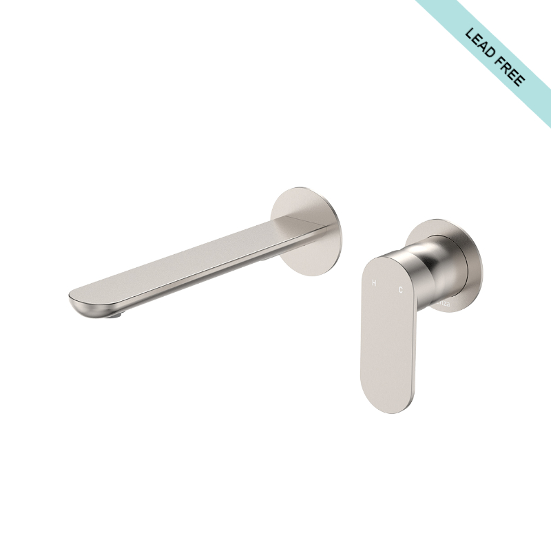 fienza-empire-slim-basin-bath-wall-mixer-set-round-plates-200mm-outlet_234104BN-200-LF_BrushedNickel