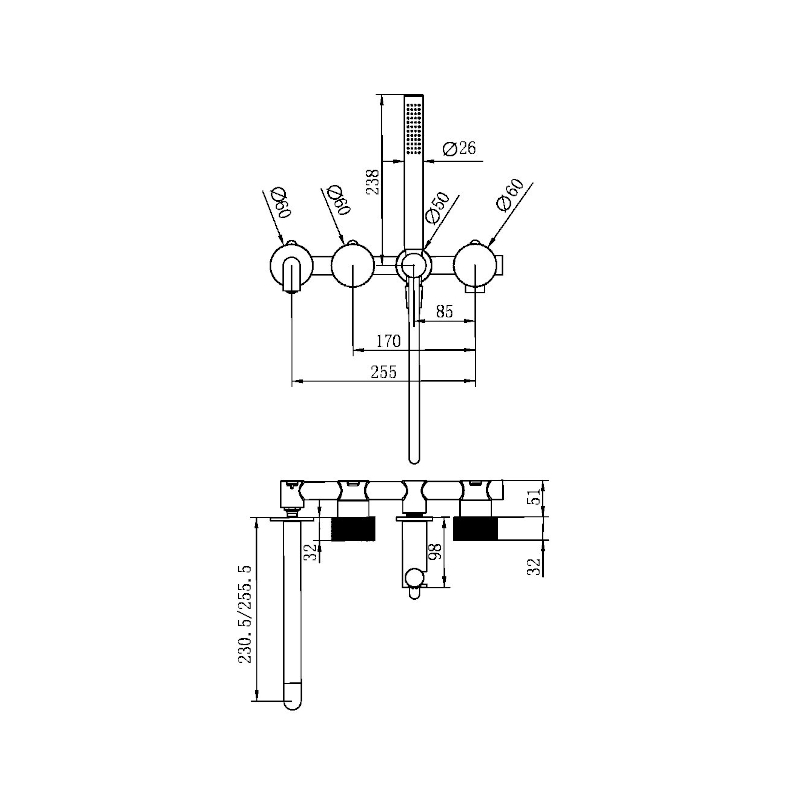 nero-opal-progressive-shower-system-separate-plate-230mm-universal-body_specs