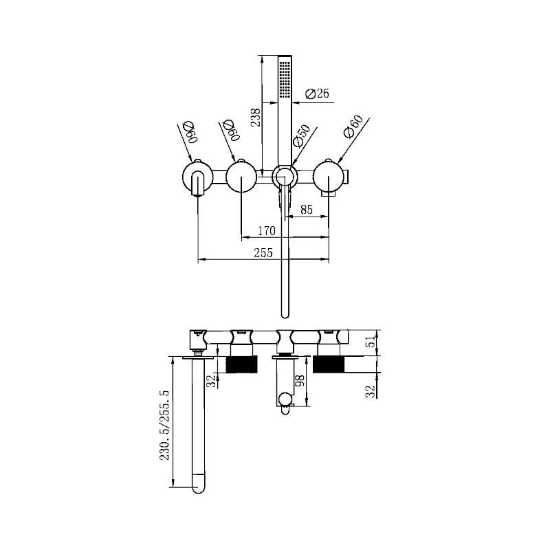 nero-opal-progressive-shower-system-separate-plate-trim-kit-only-230mm_specs